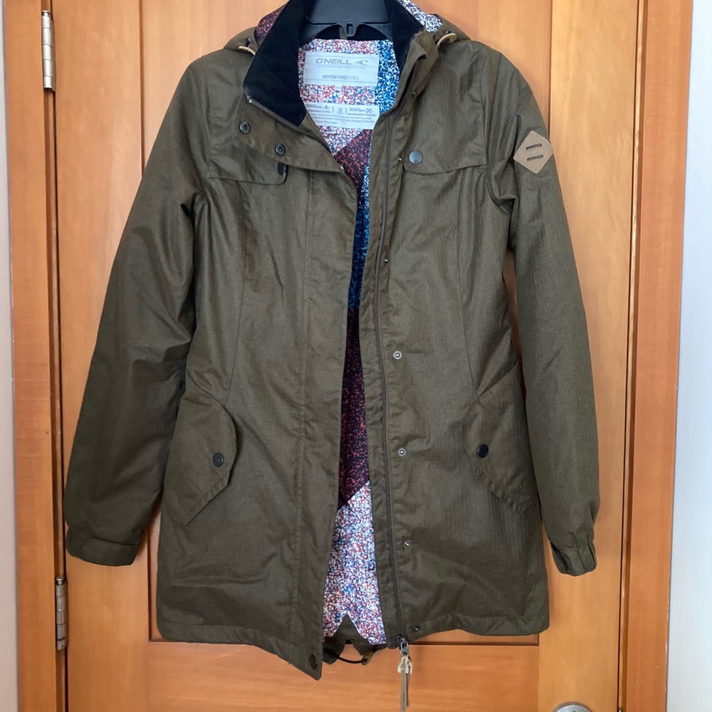 O'Neill Hooded Jacket Shell Adventure Series Size XS Olive Green - Picture 1 of 16